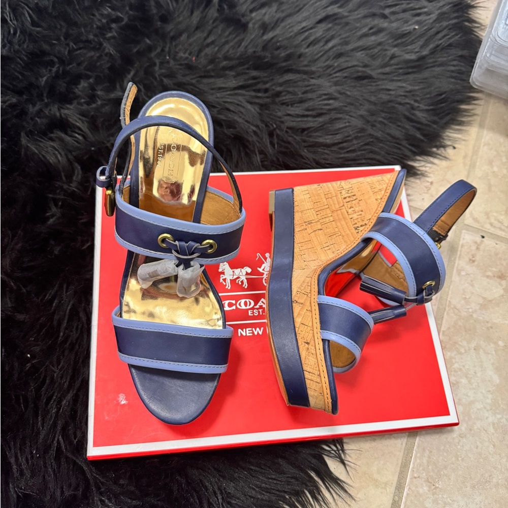 Coach Women's Blue Wedge Sandals